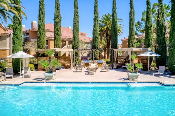 Resort-style pool and lounge area