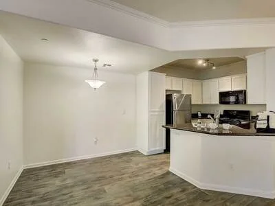 Kitchen and dining space with modern fixtures